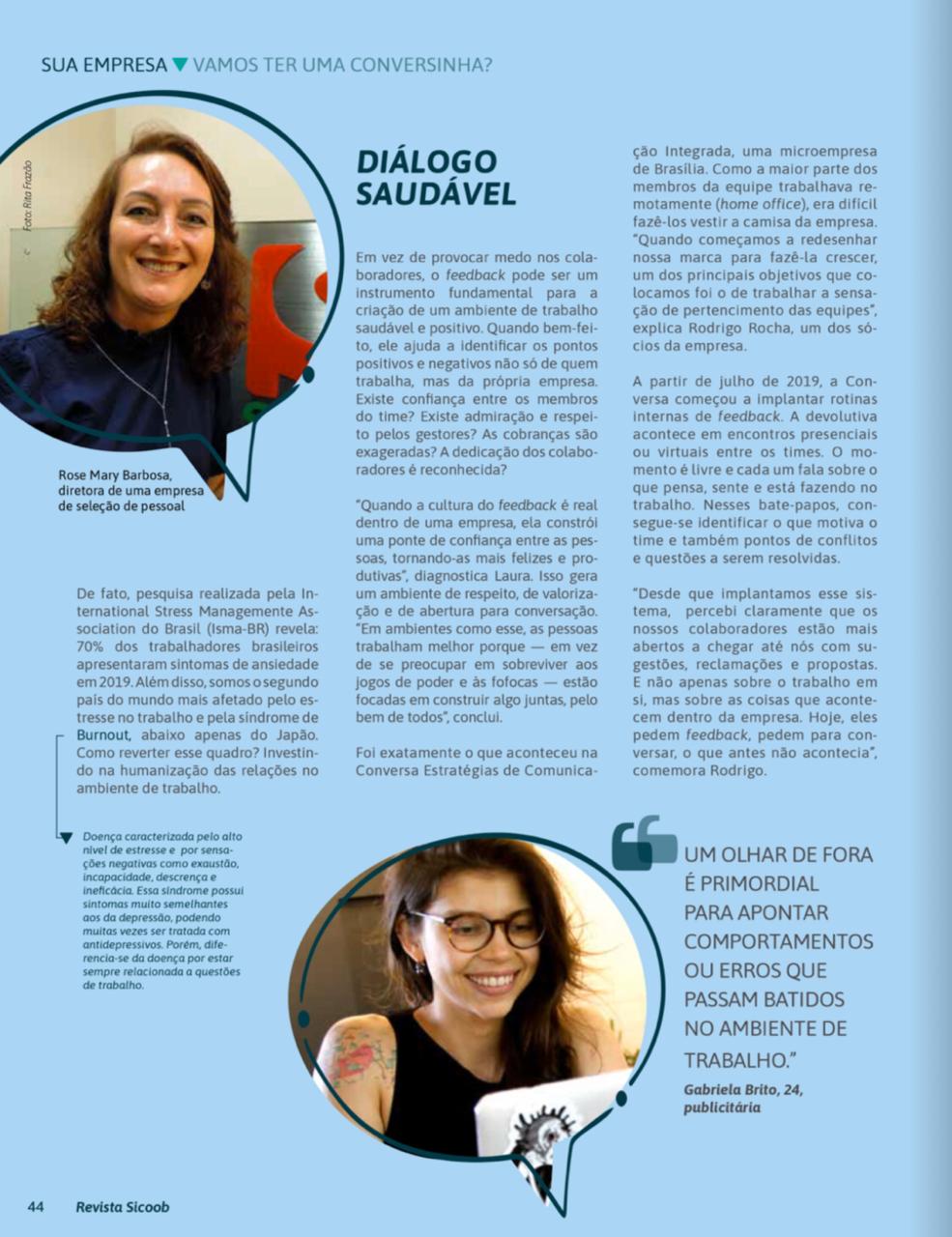 Entrevista  à Revista  do  SICOOB- Sobre FEEDBACK
